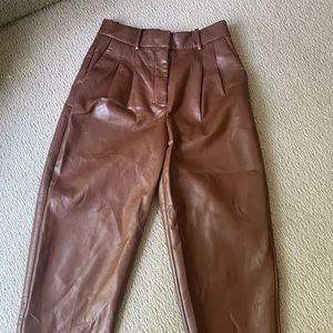 Babaton leather pants. Brown. Size 6